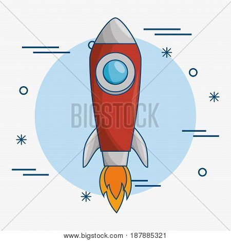 A skyrocket icon over blue and white background. Vector illustration.