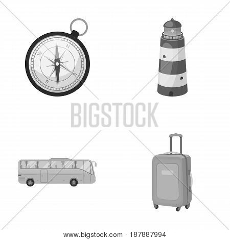 Vacation, travel, lighthouse, compass .Rest and travel set collection icons in monochrome style vector symbol stock illustration .