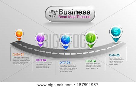 infographic Business road map timeline 5 options Business concept info graphic template can be used for workflow layout diagram number options step Used for illustrations.