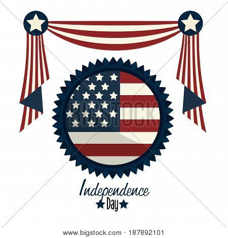 independence day with emblem with fag inside, vector illustration