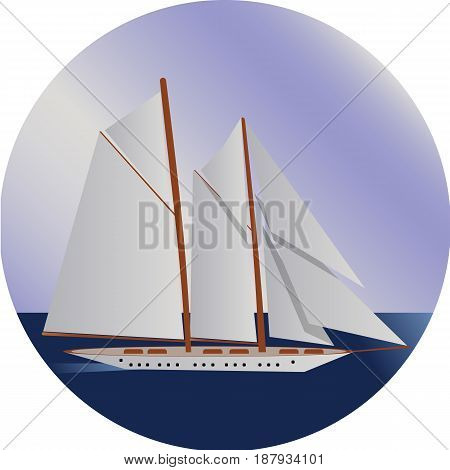 Ship at sea, shipping boat, water transport vector illustration
