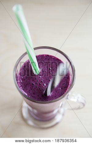Vitamin smooth cocktail smoothies with blueberries and yogurt