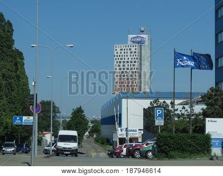 BRNO CZECH REPUBLIC - CIRCA MAY 2017: AZ tower currently the tallest building in the Czech Republic (111 m or 364 ft)