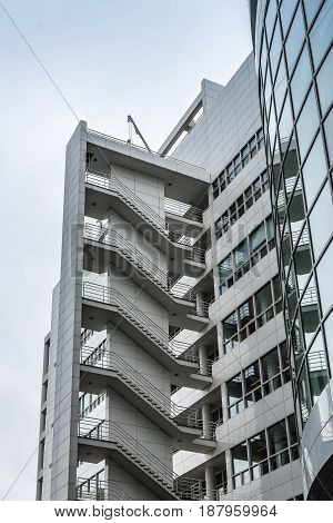 The Hague The Netherlands - August 7 2016: The Hague City Hall. It was designed by American architect Richard Meier. Low angle view