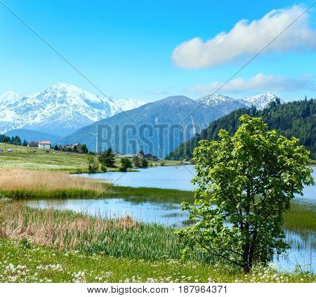Summer Mountain Landscape With Lake (italy)