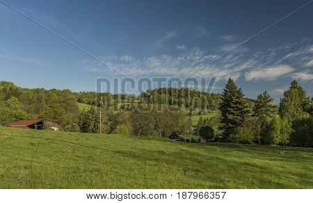 Jiretin pod Jedlovou village in spring sunny nice morning