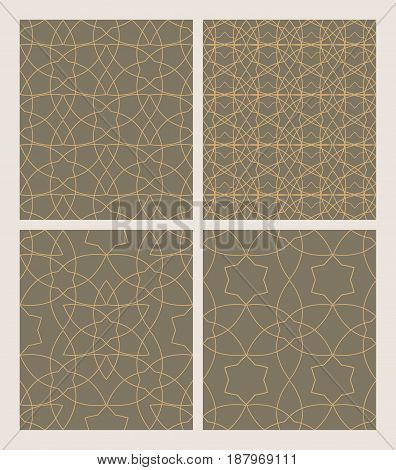 Set seamless patterns of Muslim tracery. Vector pattern for design cover business card flyer invitation card brochure.