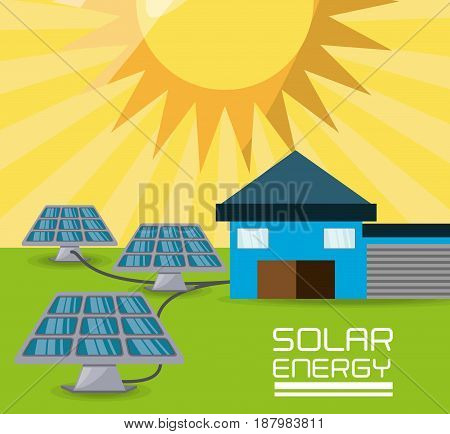 flat landscape releated with solar energy, vector illustration