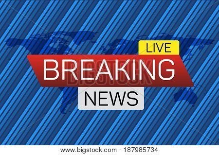 Breaking news live banner on worldmap. Business technology world news background. Vector Illustration.