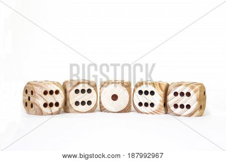 integration symbolic display with different dices, isolated