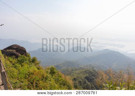 Beautiful Scene Mountain And Tree At Thong Pha Phum National Park, Kanjanaburi, Thailand