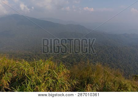 Beautiful Scene Mountain And Tree At Thong Pha Phum National Park, Kanjanaburi, Thailand