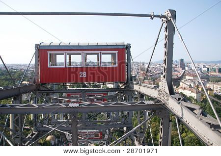 Vista aérea da cabine da roda de Prater