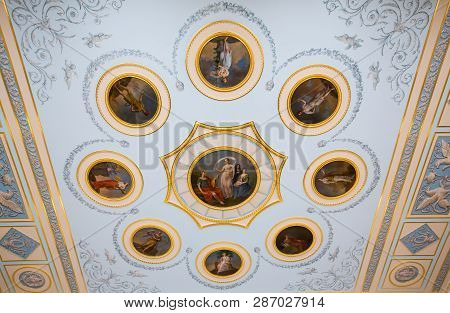 Saint Petersburg, Russia - April 26: Fresco In The Catherine Palace On April 26, 2015 In The Town Of