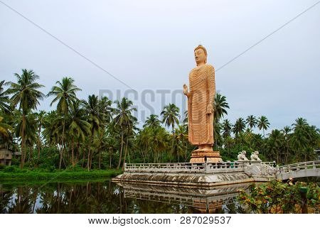Peraliya, Sri Lanka - December 23, 2014: The Buddha Statue In Peraliya