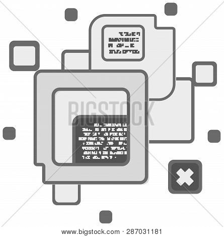 Data Box Abstract Squares Design With Text Elements Grey, Vector Illustration, Horizontal, Isolated