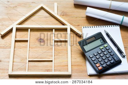 Remodeling Construction Valuation Of Home Renovation Abstract With Calculator And Plans