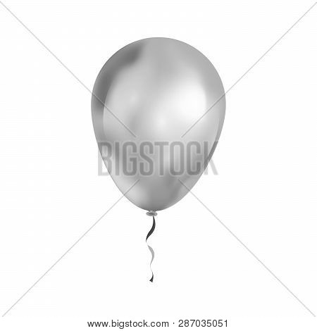 Bright Luxury Balloon In Silver Colour On White