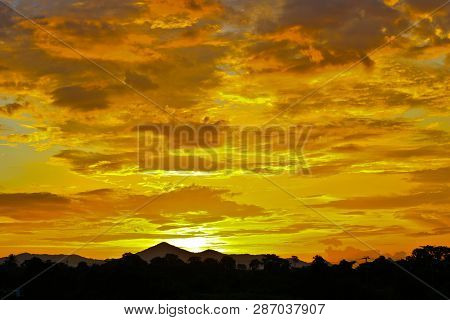 The Beautiful Yellow Sky Behind The Sunset