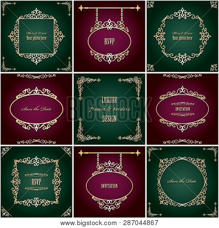 Lixury Golden Frames And Borders Set. Luxury Design. Vector