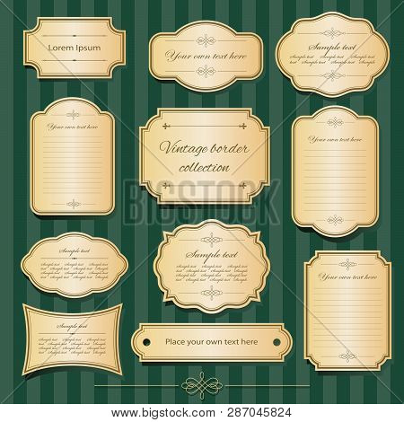 Lixury Golden Frames And Borders Set. Vector
