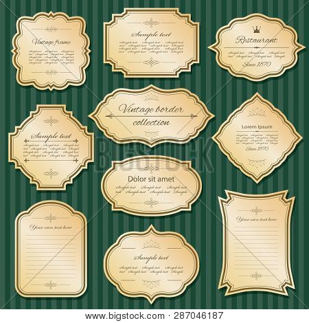 Lixury Golden Frames And Borders Set. Vector