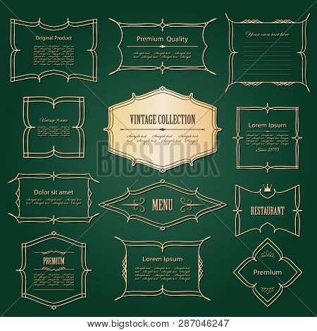 Lixury Golden Frames And Borders Set. Vector