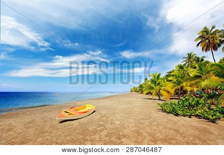 Caribbean Beach Called Grande Anse Le Coin, Le Carbet In Martinique