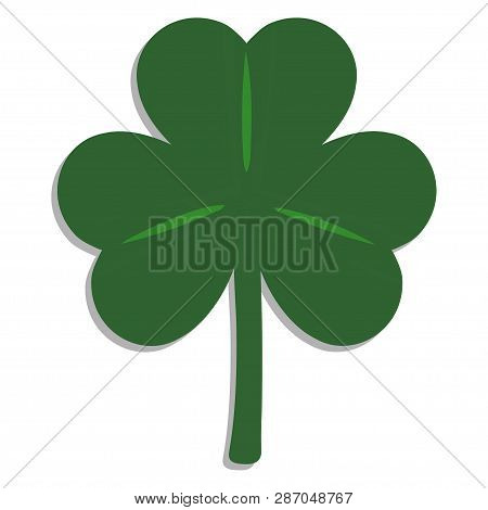 Clover Leaf With Shadow On The White Background