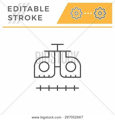 Ophthalmologic Equipment Line Icon Isolated On White. Editable Stroke. Vector Illustration