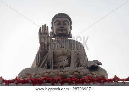 Longkou,yantai,shandong,china - December 19 2018 : The Most Large Sitting Buddha Statue In The Word 