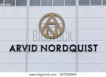 Solna, Sweden - April 19, 2016: The Sign On The Arvid Nordquist Coffee Roastery Building.
