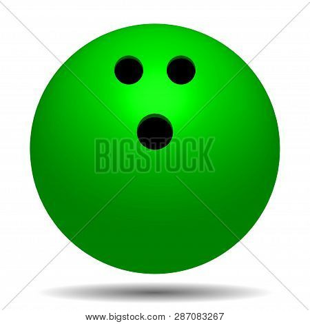 Green Bowling Ball With Shadow On White Background