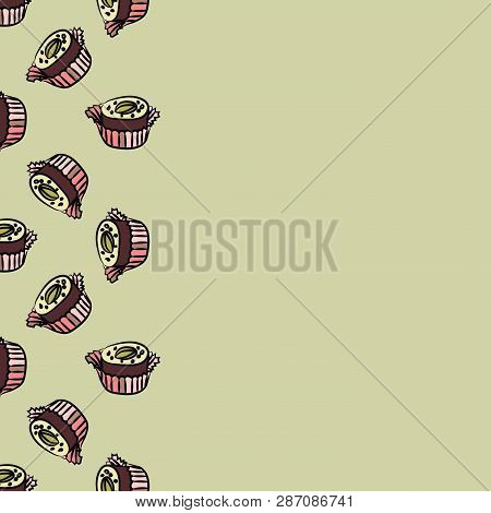 Candy Pattern. Card With Comfit. Cute Background.
