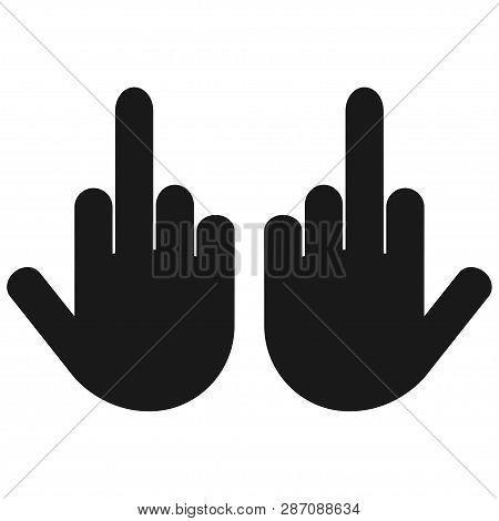Two Hand With Middle Finger Up. Icon Isolated. Flat Design