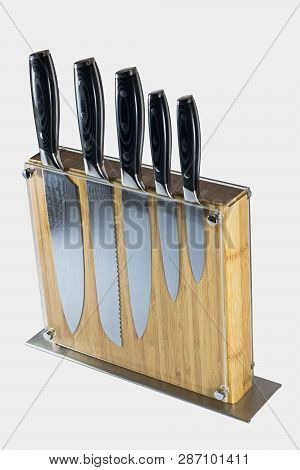 Modern Knife Block Isolated On White Background