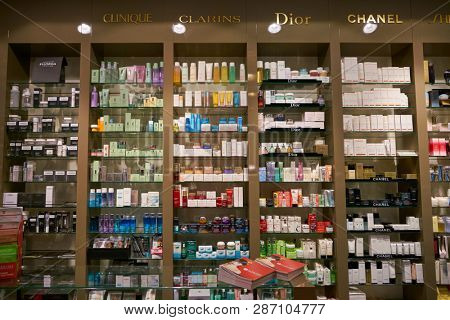 DUSSELDORF, GERMANY - CIRCA SEPTEMBER, 2018: cosmetics on display at Pieper Perfume in Dusseldorf.