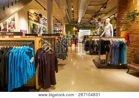 DUSSELDORF, GERMANY - CIRCA SEPTEMBER, 2018: interior shot of Globetrotter store in Dusseldorf.