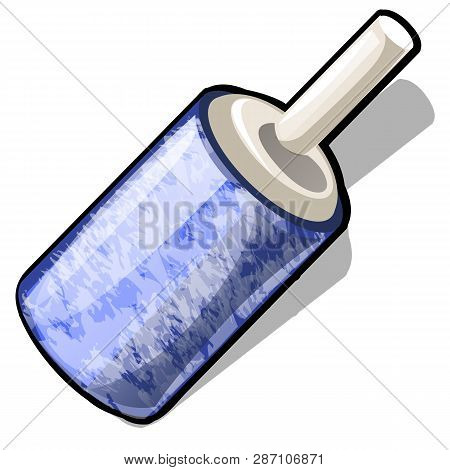 A Sticky Paper Lint Roller Isolated On White Background. Vector Cartoon Close-up Illustration.