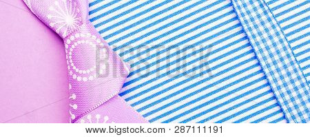 Birthday Gift Card With Violet Bow And Ribbon In The Middle Isolated And Violet And Blue Background 