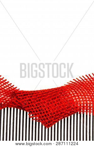 Birthday Gift Black And White Textured Card Background With Red Bow And Ribbon In The Middle Of Deco