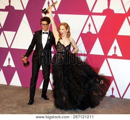 Guy Nattiv and Jaime Ray Newman at the 91st Annual Academy Awards - Press Room held at the Loews Hotel in Hollywood, USA on February 24, 2019.
