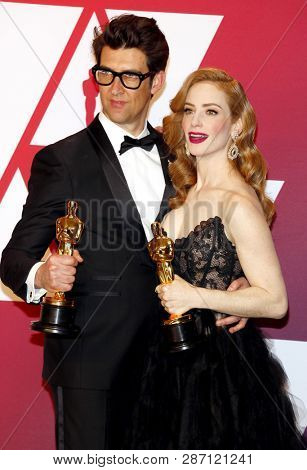 Guy Nattiv and Jaime Ray Newman at the 91st Annual Academy Awards - Press Room held at the Loews Hotel in Hollywood, USA on February 24, 2019.
