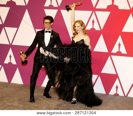 Guy Nattiv and Jaime Ray Newman at the 91st Annual Academy Awards - Press Room held at the Loews Hotel in Hollywood, USA on February 24, 2019.