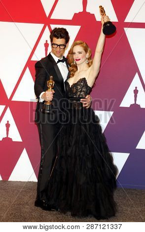 Guy Nattiv and Jaime Ray Newman at the 91st Annual Academy Awards - Press Room held at the Loews Hotel in Hollywood, USA on February 24, 2019.