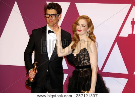 Guy Nattiv and Jaime Ray Newman at the 91st Annual Academy Awards - Press Room held at the Loews Hotel in Hollywood, USA on February 24, 2019.