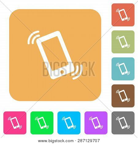 Ringing Phone Flat Icons On Rounded Square Vivid Color Backgrounds.