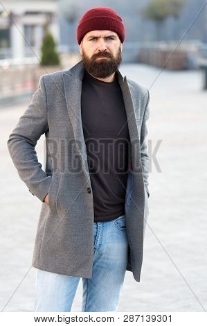 Lumbersexual Style. Hipster Outfit And Hat Accessory. Stylish Casual Outfit Spring Season. Menswear 