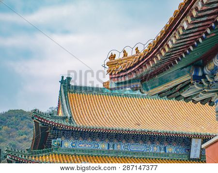 Tianmen Temple Rooftop On Tianmen Mountain At Zhangjiajie City China.tianmen Temple Is On The Top Of