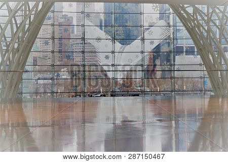 New York, New York / Usa - 02 19 2018: Exterior Of The World Trade Center Station (wtc) Transportati